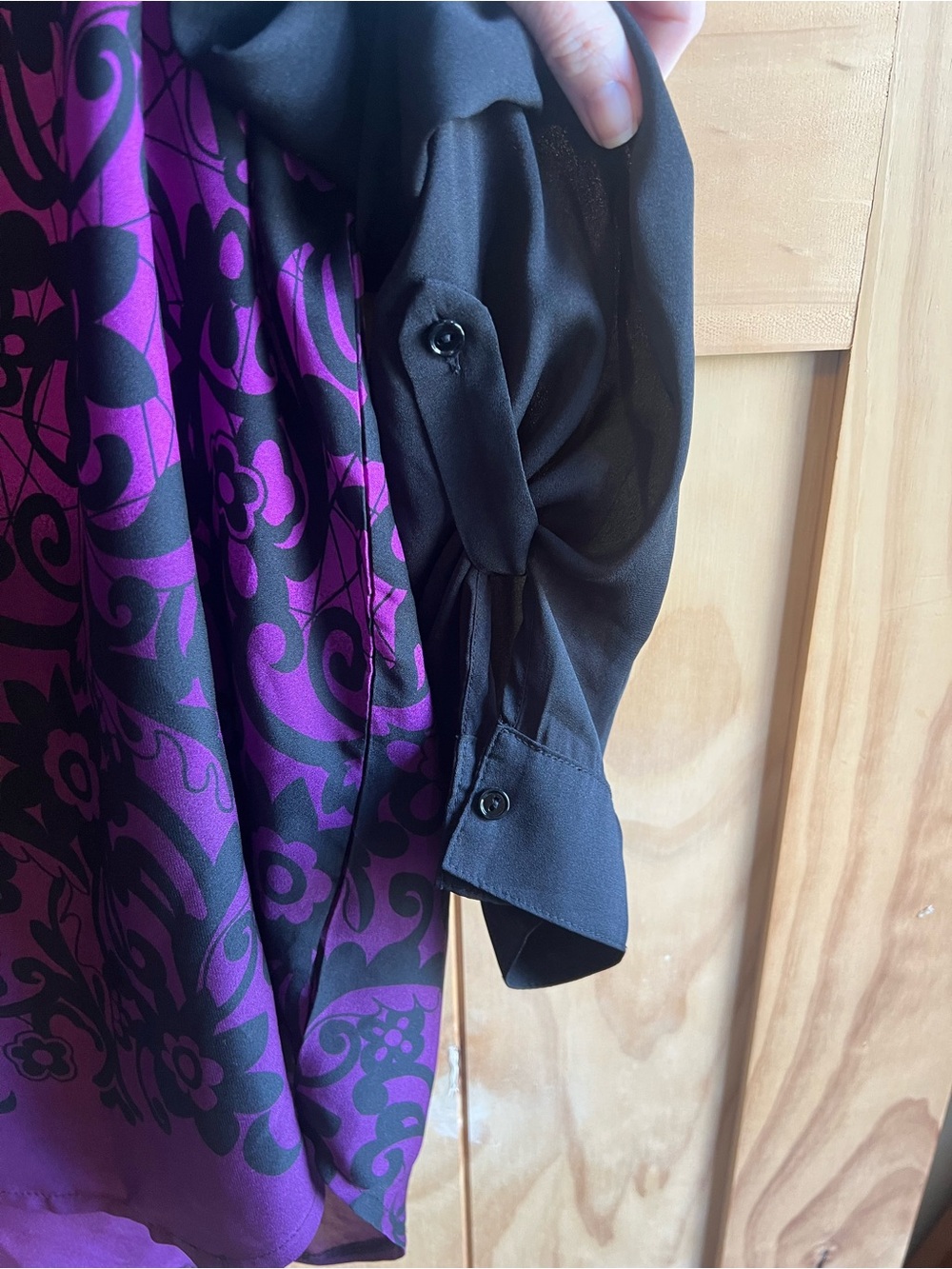 Avenue Purple and Black Floral Scroll Long Sleeve Ombré Blouse Size 18/20 Plus - Picture 2 of 6